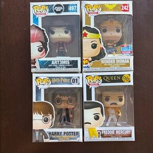 Funko Pop Vinyl Figure Collection - Red, Blue, Yellow, Black